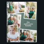 Modern elegant multi photo family stylish sage notebook<br><div class="desc">Modern elegant multi photo family stylish elegant design. Ideal thoughtful birthday,  Mothers day,  Fathers day,  or Christmas day gift. Sage green color can be personalized.</div>