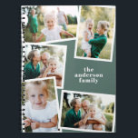 Modern elegant multi photo family stylish sage notebook<br><div class="desc">Modern elegant multi photo family stylish elegant design. Ideal thoughtful birthday,  Mothers day,  Fathers day,  or Christmas day gift. Sage green color can be personalized.</div>