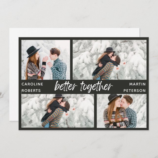 modern elegant multi photo script save the date ho holiday card (Front/Back)