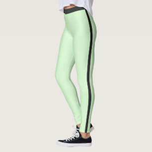 Modern Elegant Mum Sports Green Cute Black Stripes Leggings