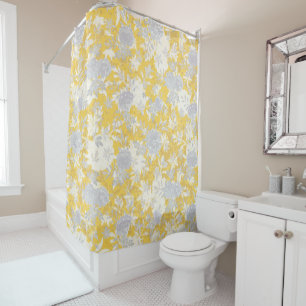 Modern Elegant Mustard Yellow Marigold Flowers Shower Curtain