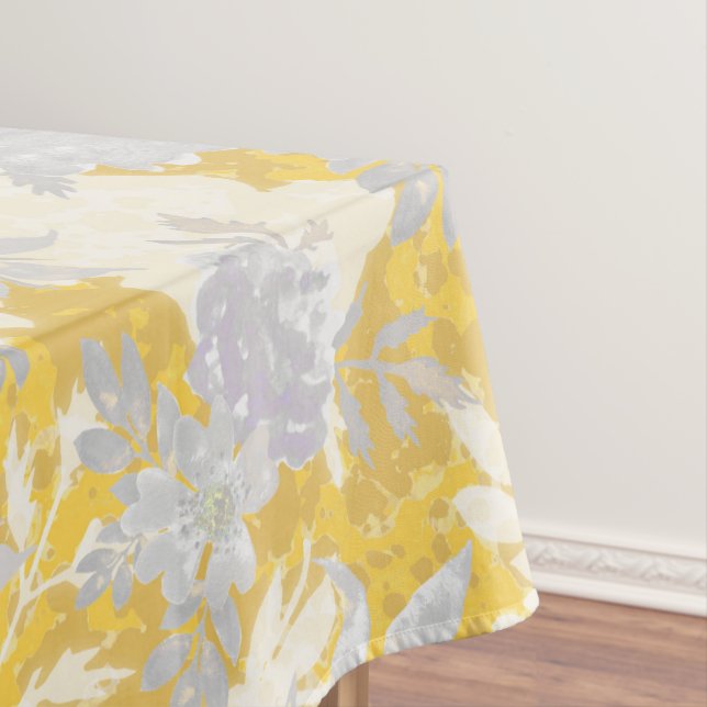 Modern Elegant Mustard Yellow Marigold Flowers Tablecloth (In Situ)