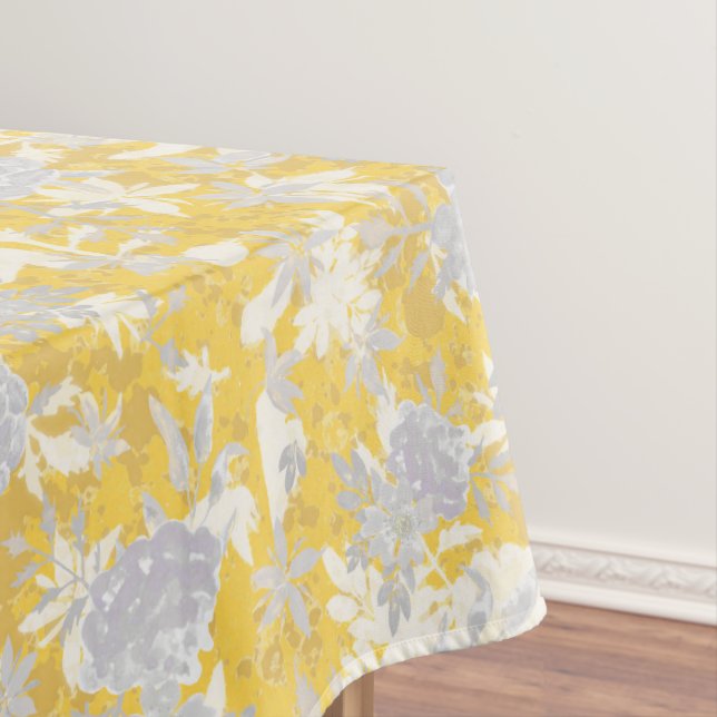Modern Elegant Mustard Yellow Marigold Flowers Tablecloth (In Situ)