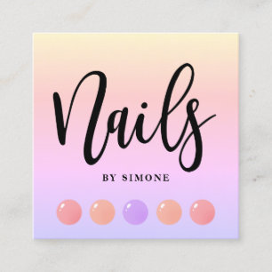 Modern elegant nail polish drops colourful nails square business card
