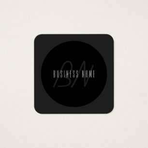 Modern Elegant Name & Monogram   Dark Grey & Black