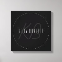 Modern Elegant Name & Monogram | Dark Grey & Black