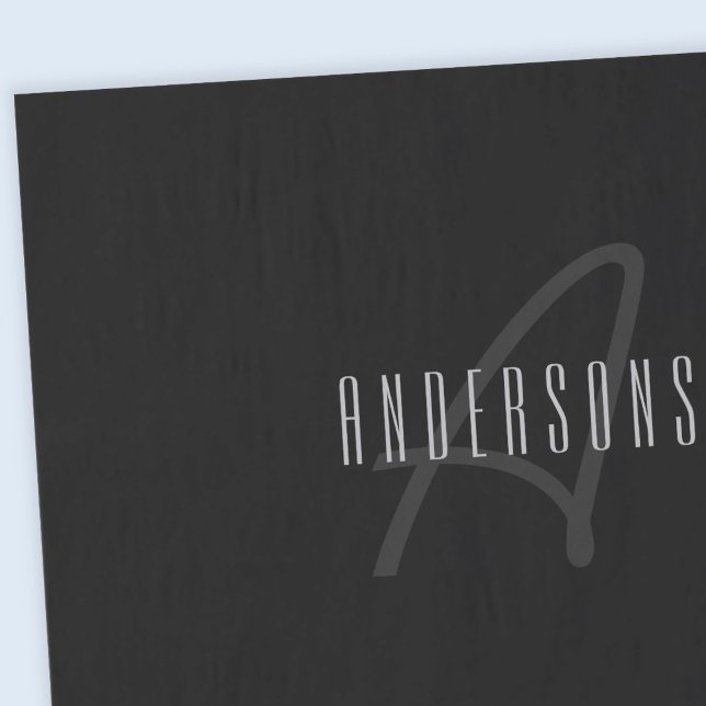 Modern Elegant Name & Monogram | Dark Grey & Black Tissue Paper (Creator Uploaded)