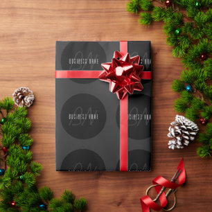 Modern Elegant Name & Monogram   Dark Grey & Black Wrapping Paper