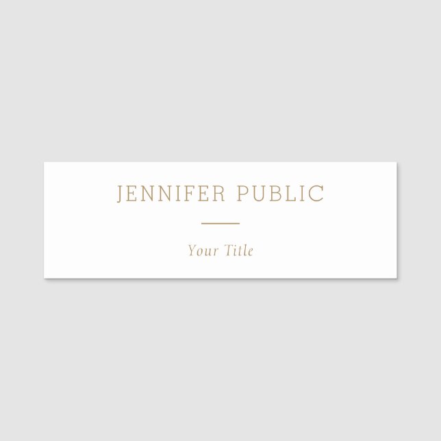 Modern Elegant Name Staff Employee Rectangle Name Tag (Front)