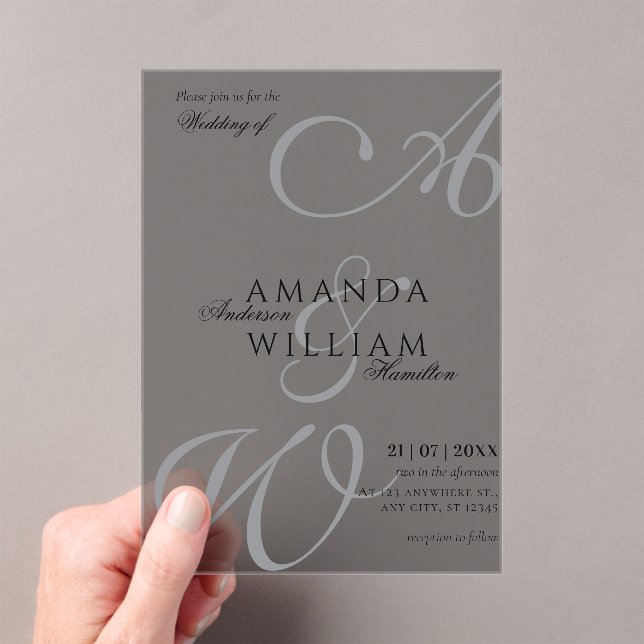 Modern Elegant Names Script Photo Wedding Acrylic Invitations (Insitu (Handheld))