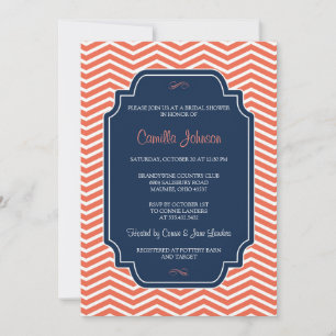 Modern Elegant Nautical Chevron Bridal Shower Invitation