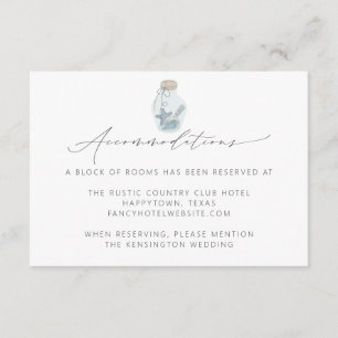 Modern Elegant Nautical Seashell Script Wedding Enclosure Card