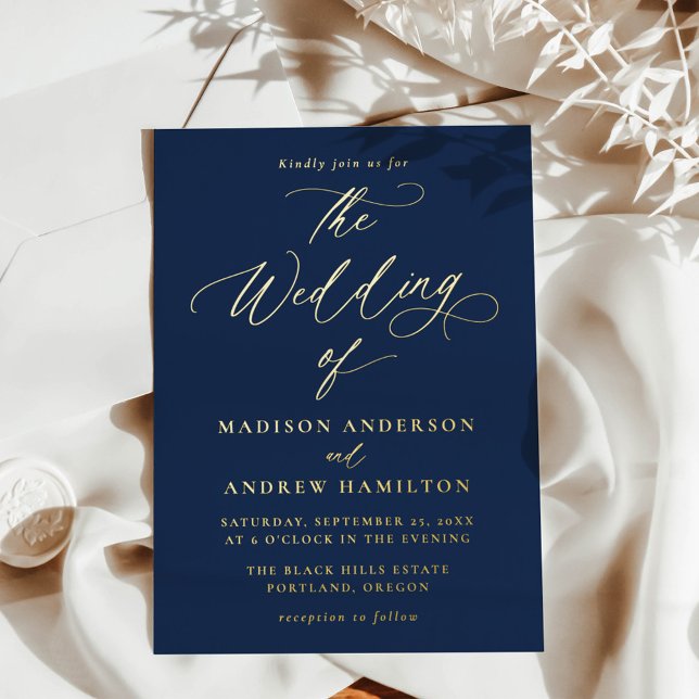 Modern Elegant Navy and Gold Calligraphy Wedding (Creator Uploaded)