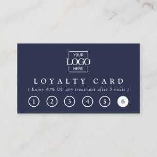 Modern Elegant Navy Blue Business Logo Reward Loyalty Card