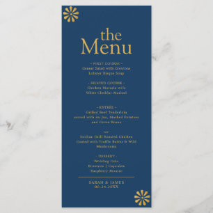 Modern Elegant Navy Blue Gold Frame Dinner Menu