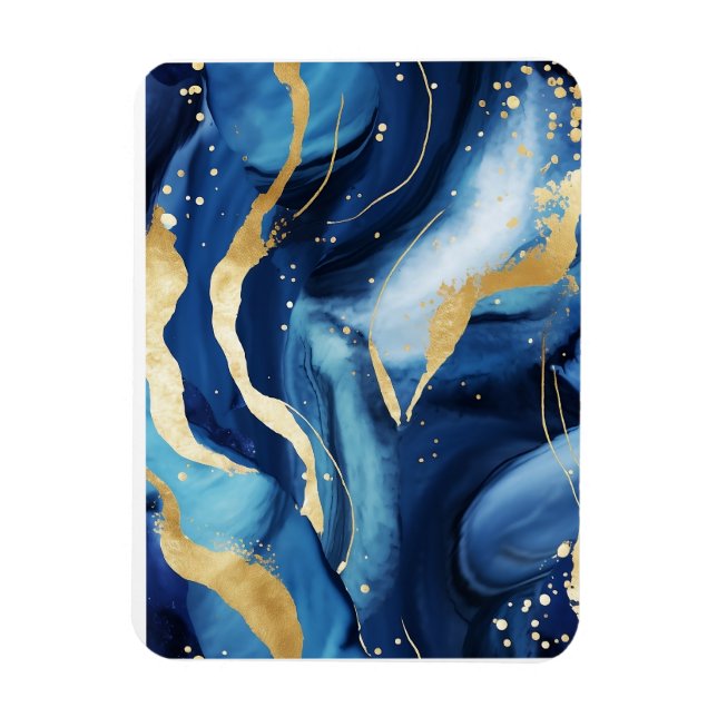 Modern elegant navy blue gold marble pattern Chic Magnet (Vertical)