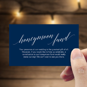 Modern Elegant Navy Blue Honeymoon Fund Wish Enclosure Card