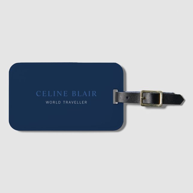Modern Elegant Navy Blue  Luggage Tag (Front Horizontal)
