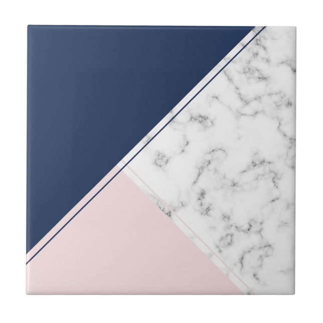 Modern elegant navy blue marble tile (Front)