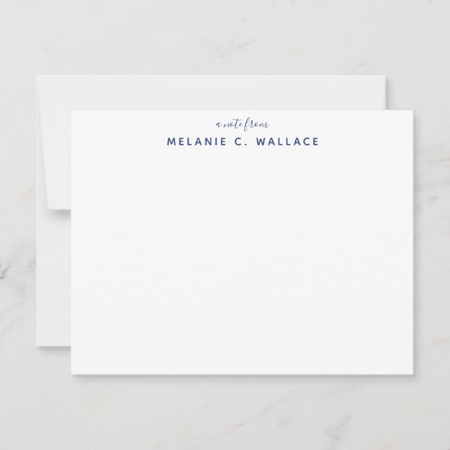 Modern Elegant Navy Blue Personal Stationery Note  Card (Front)