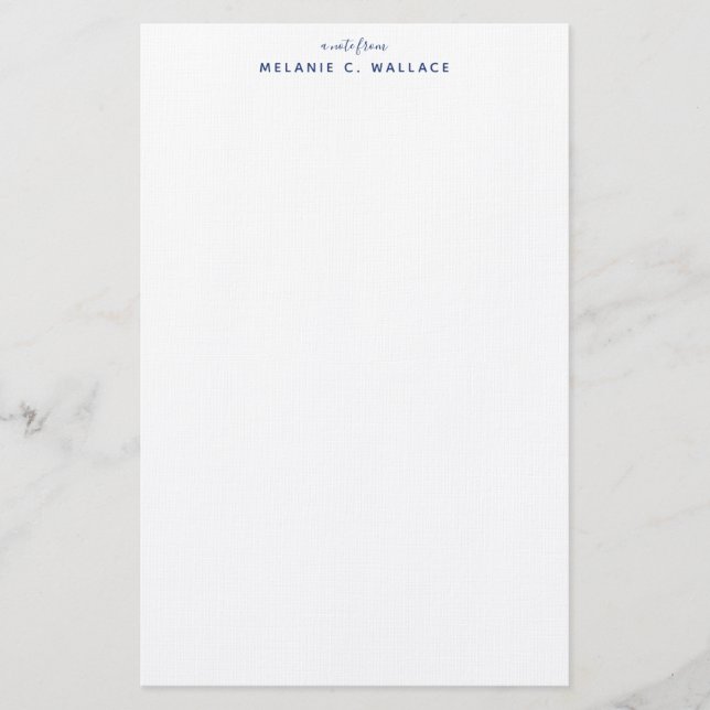 Modern Elegant Navy Blue Personalised Stationery (Front)