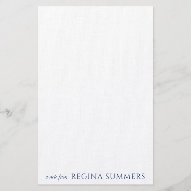 Modern Elegant Navy Blue Personalised Stationery (Front)