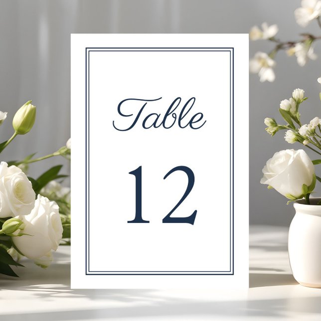 Modern Elegant Navy Blue Script Wedding Table Number (Modern Elegant Navy Blue Script Wedding Table Number)
