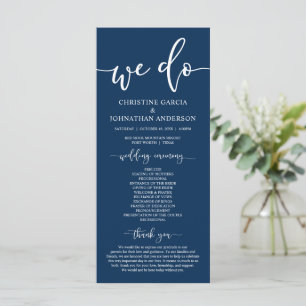 Modern elegant Navy Blue, Wedding Ceremony Progra Programme