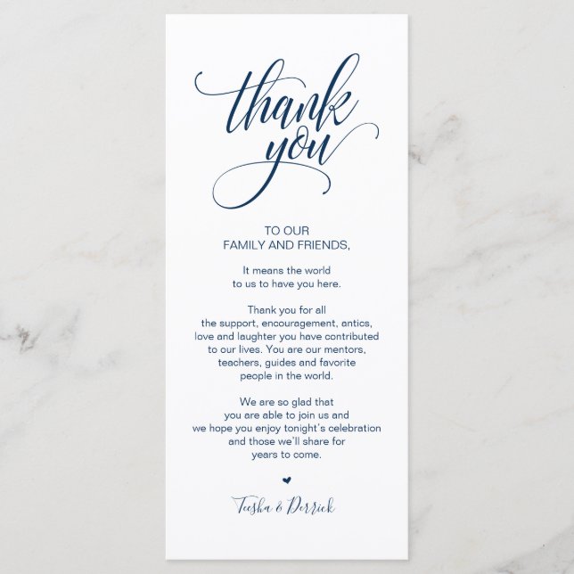 Modern Elegant, Navy Place Setting Thank you Card (Front)