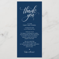 Modern Elegant, Navy Place Setting Thank you Card