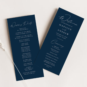 Modern Elegant Navy Wedding Program