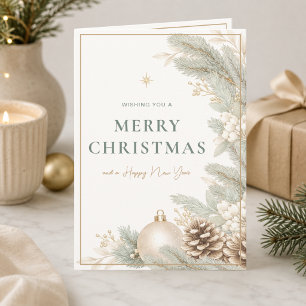 Modern Elegant Neutral Christmas Folded Holiday Card