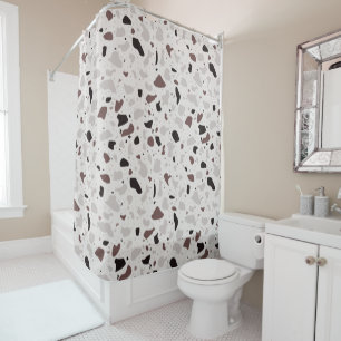 Modern Elegant neutral Terrazzo Natural Patterns Shower Curtain