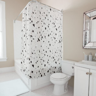 Modern Elegant neutral Terrazzo Natural Patterns Shower Curtain