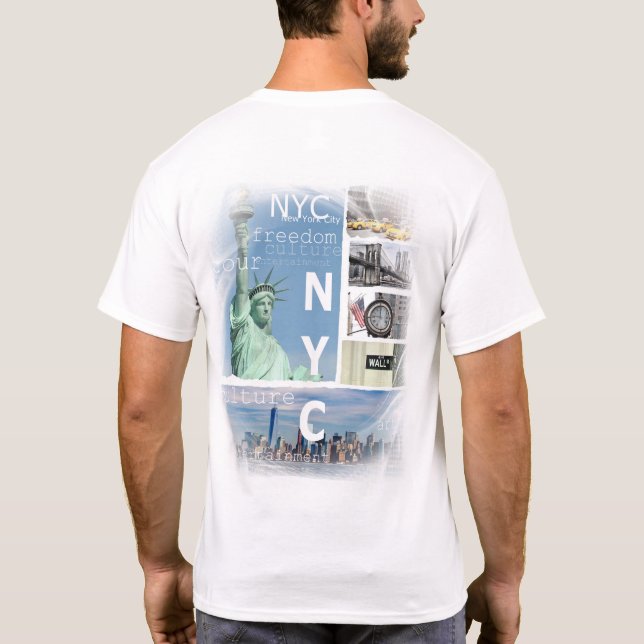Modern Elegant New York City Manhattan Nyc Liberty T-Shirt (Back)
