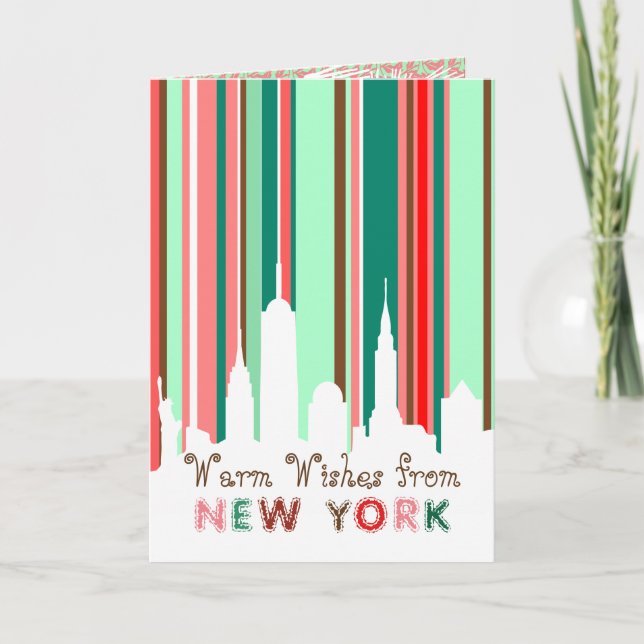 Modern Elegant New York City Skyline Greeting Card (Front)