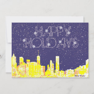 Modern Elegant New York City Skyline Holiday Card
