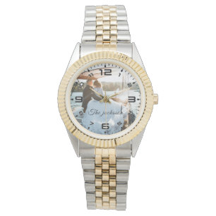 Modern Elegant Newly Wed Wedding Photo Anniversary Watch