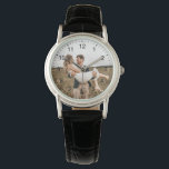 Modern Elegant Newly Wed Wedding Photo Anniversary Watch<br><div class="desc">Personalised Photo with Your Favourite Family Photo
Easily add your images to this watch template. this model allows for a different photo on the front and back of the watch. Great gift for family,  friends,  parents,  grandparents,  wife and children.</div>