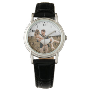 Modern Elegant Newly Wed Wedding Photo Anniversary Watch