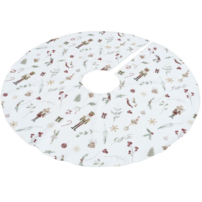 Modern Elegant Nutcracker Ballet Christmas  Brushed Polyester Tree Skirt (Angled)