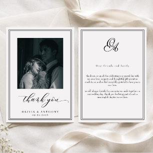 Modern Elegant Old Money Vertical Photo Wedding Thank You Card