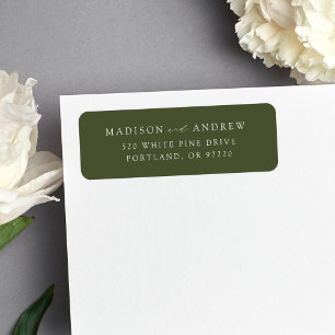 Modern Elegant Olive Green Return Address