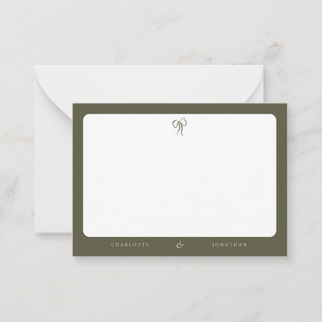 Modern Elegant Olive Green Wedding Card (Front)