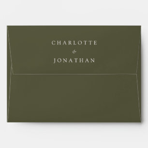 Modern Elegant Olive Green Wedding Envelope