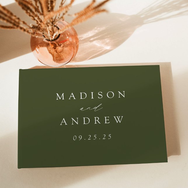Modern Elegant Olive Green Wedding Guest Book (Creator Uploaded)