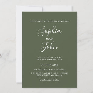 Modern Elegant Olive Green Wedding Invitation