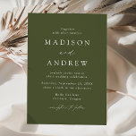 Modern Elegant Olive Green Wedding Invitation<br><div class="desc">Minimalist,  modern wedding invitations featuring your wedding details in white lettering with calligraphy script accents on an olive green background. The olive green background can be changed to a colour of your choice. Designed to coordinate with our Modern Elegance wedding collection.</div>