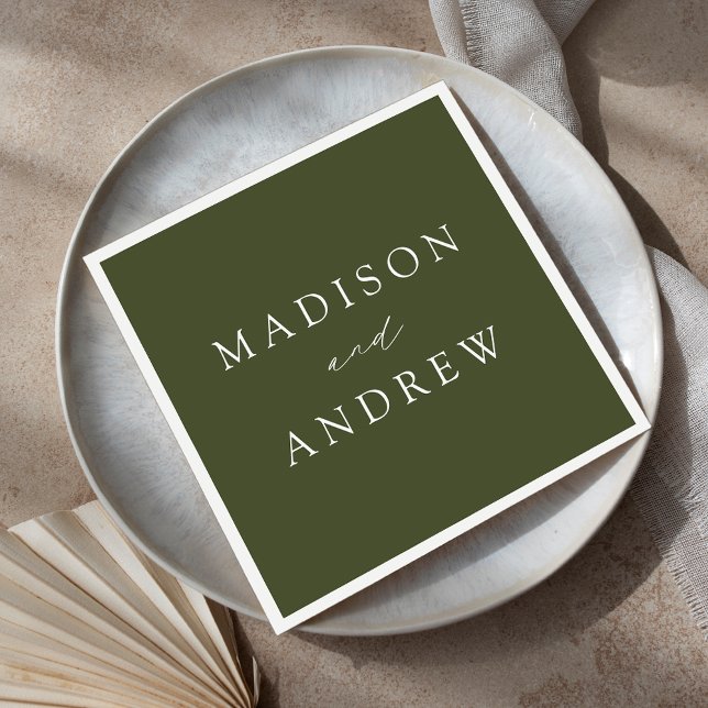 Modern Elegant Olive Green Wedding Napkin (Creator Uploaded)