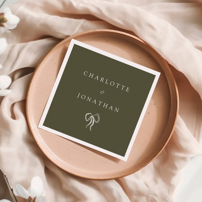 Modern Elegant Olive Green Wedding Napkin (Creator Uploaded)